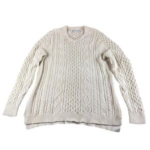 Outerknown Cream Cable Knit Wool Cotton Sweater Pullover Crew Neck XL